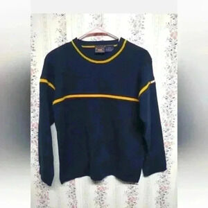 Vintage Get Your Kicks On Route 66 Kids Sweater/Pullover SZ 10/12 Blue & Yellow